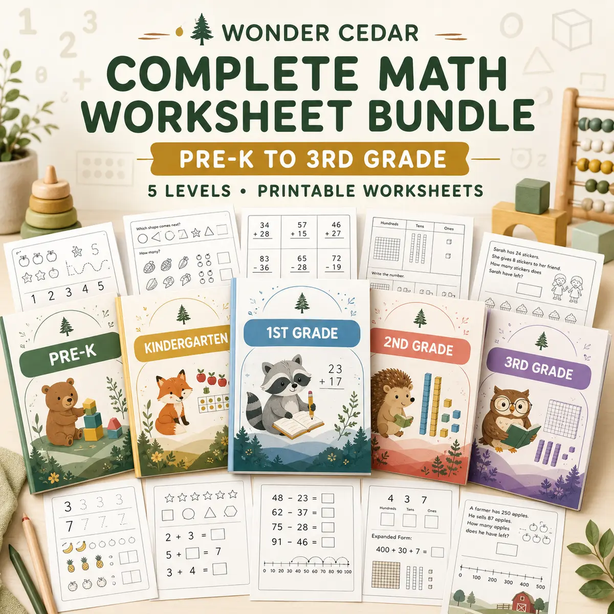 Wonder Cedar complete mathematics worksheet bundle
