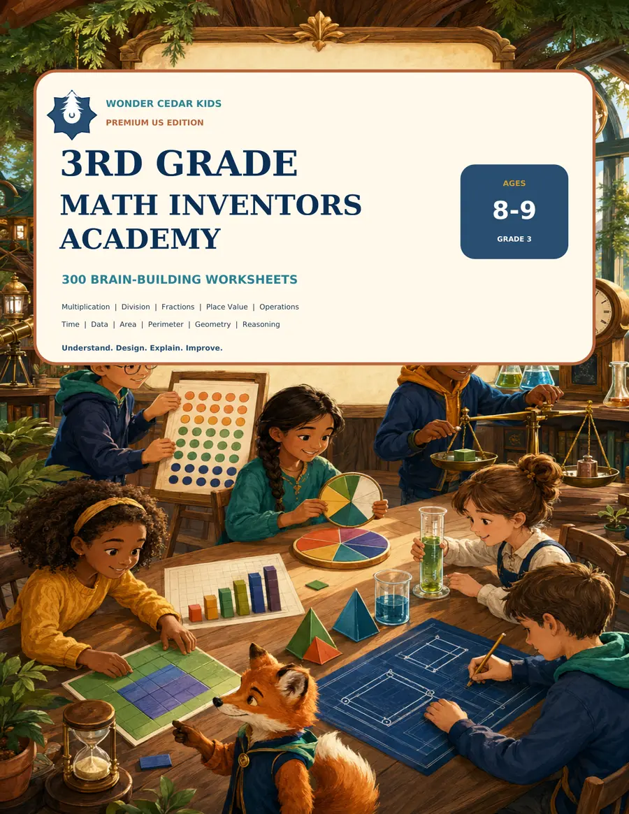 3rd Grade Math Inventors Academy workbook preview